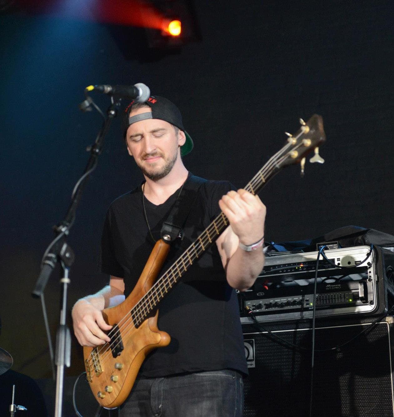 Alex playing bass in PA